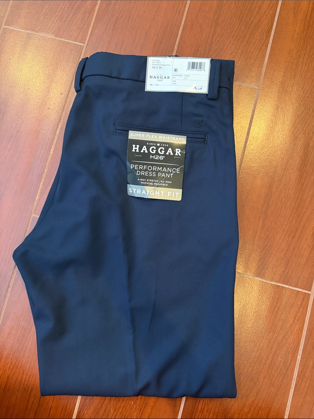 Haggar Men's Performance Dress Pants - Navy Blue Straight Fit